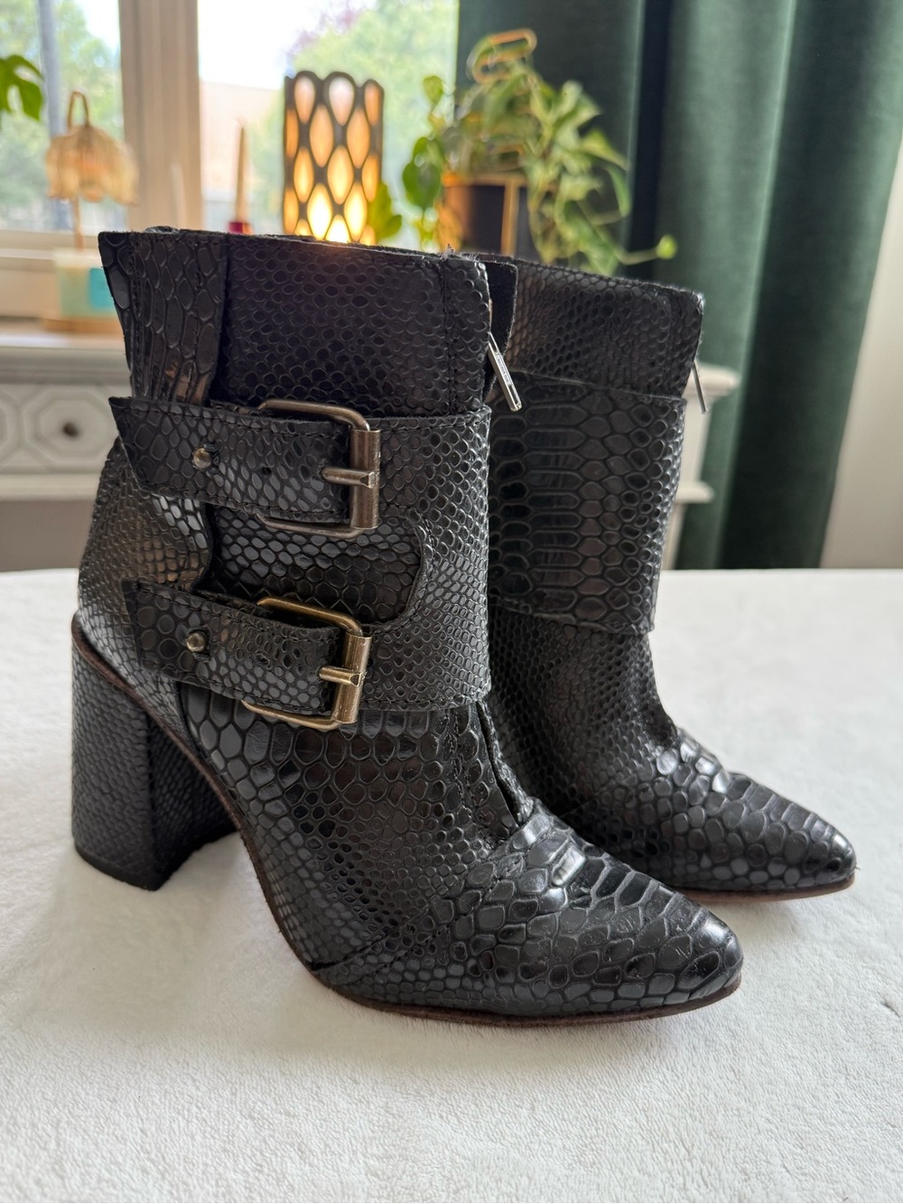 Freebird by Steven Joey Black Leather Snake Boot